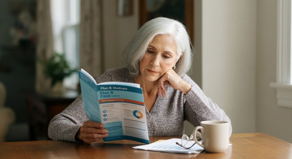 An image of a woman reading about what Medicare Supplement Plan B Covers as she decides which Medigap plan is best for her.